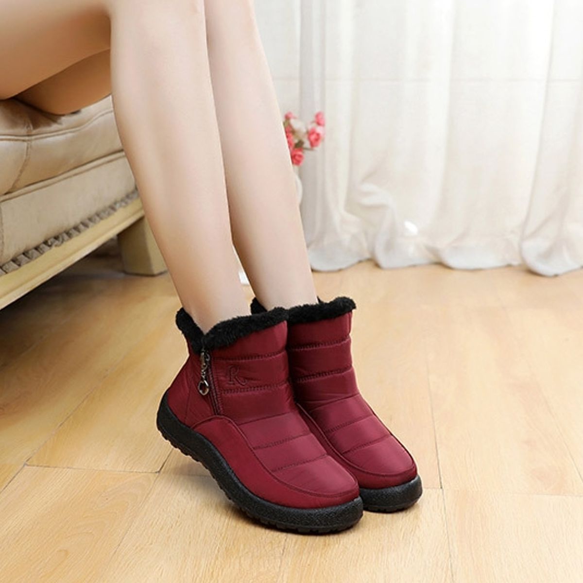 BLWOENS - Botas de algodón para Mujer  6626-Rojo