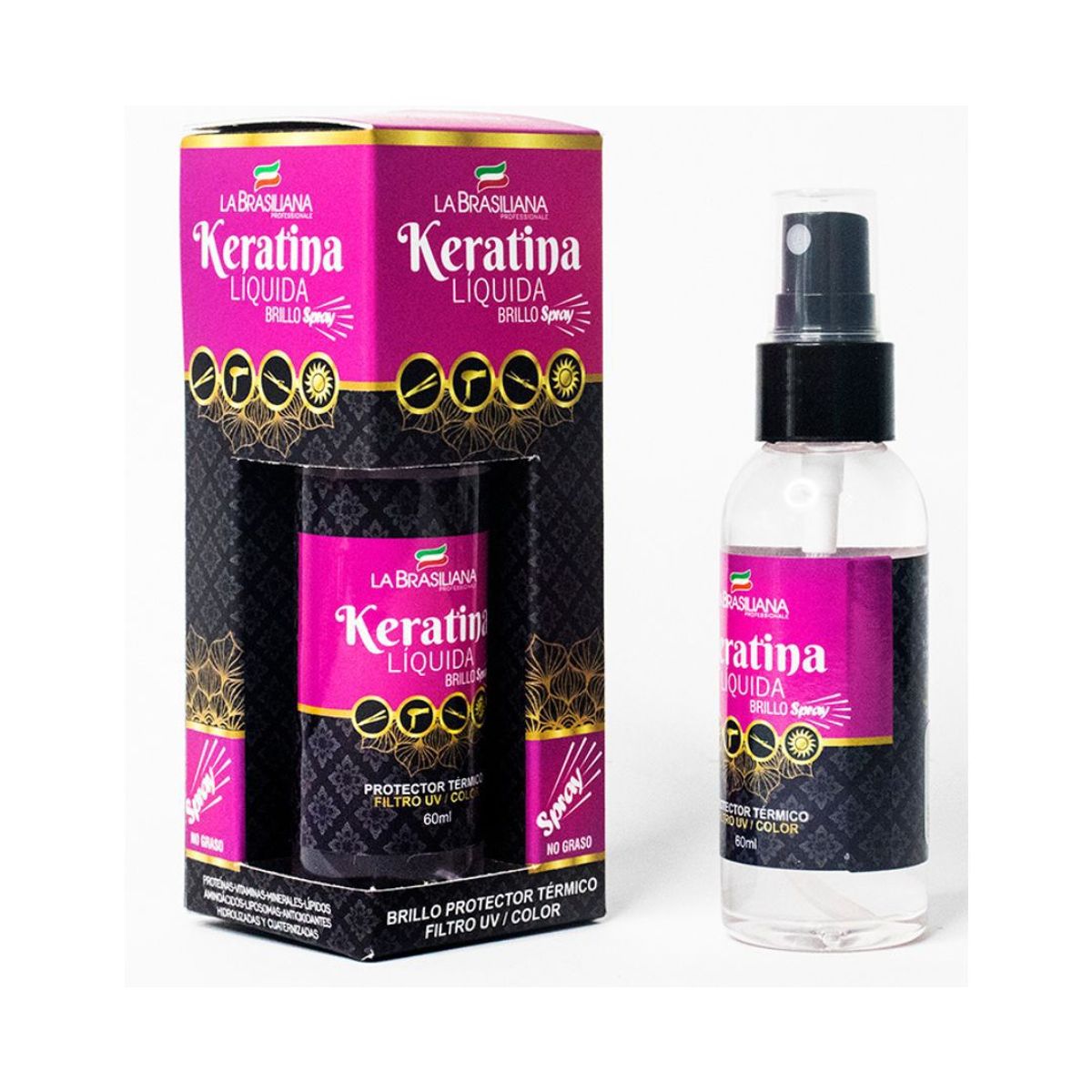 LA BRASILIANA - Spray Protector Térmico De Keratina La Brasiliana UV Color  60 Ml