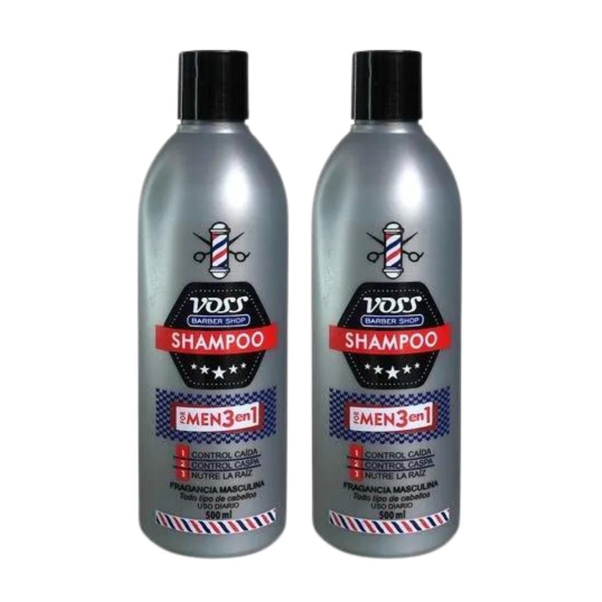 LA BRASILIANA - Shampoo For Men 3En1 Voss Anticaspa Y Anticaída 500 Ml x 2UNIDADES