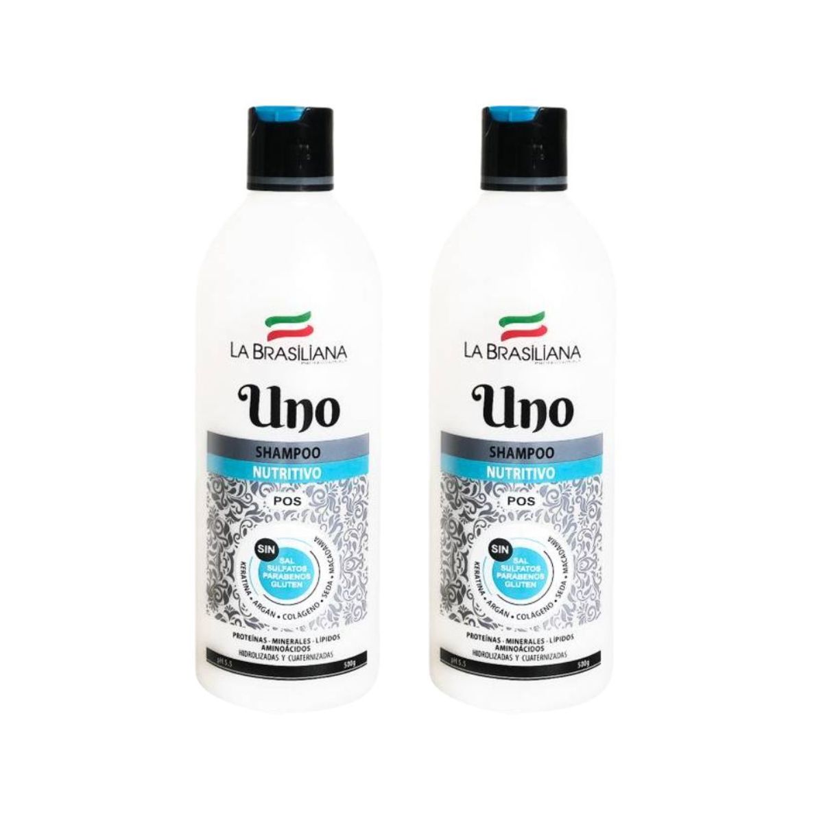 LA BRASILIANA - Shampoo Uno Nutritivo Sin Sal La Brasiliana 500 Ml x 2UNIDADES
