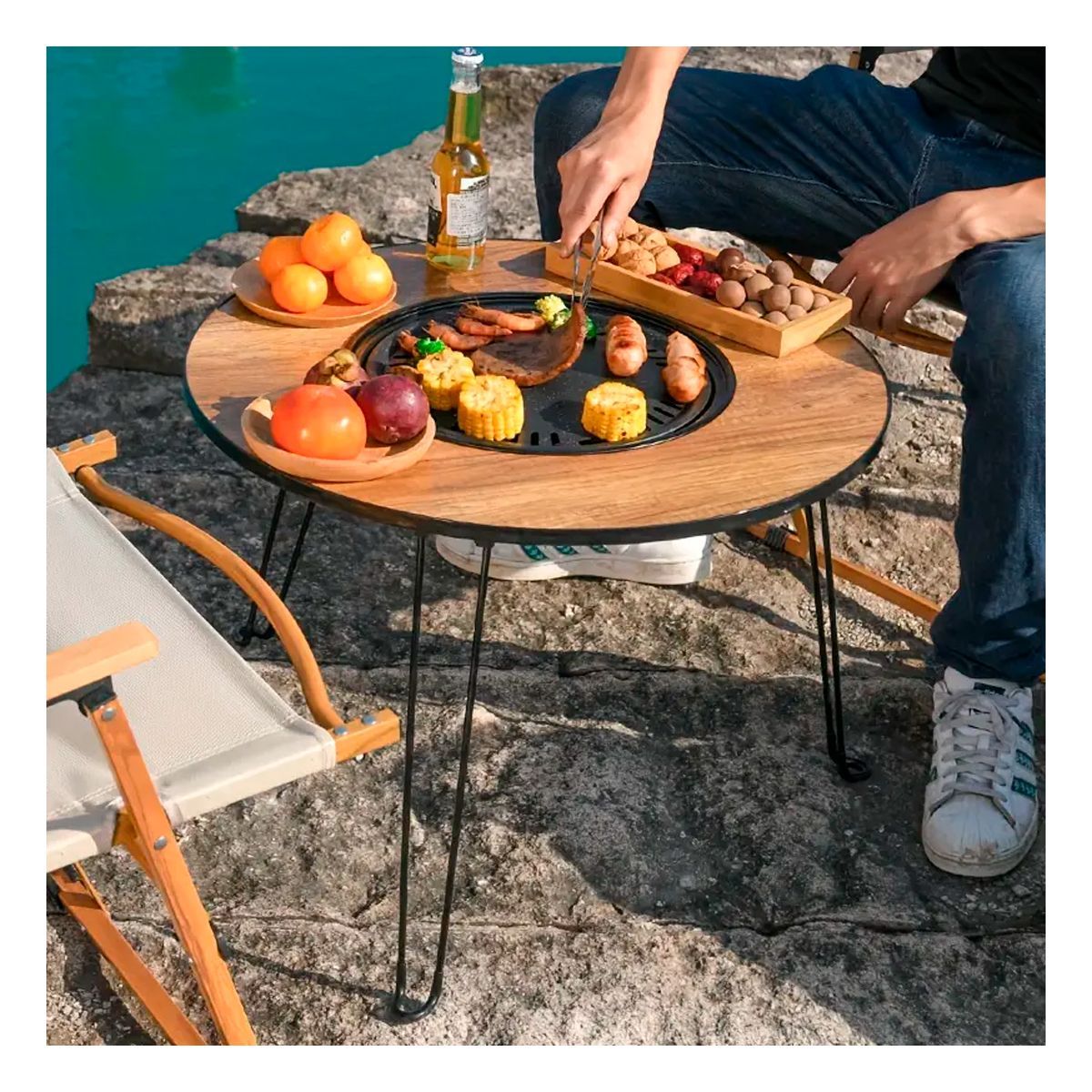 GENERICO - Parrilla A Carbón Portátil Tipo Mesita Elegante.