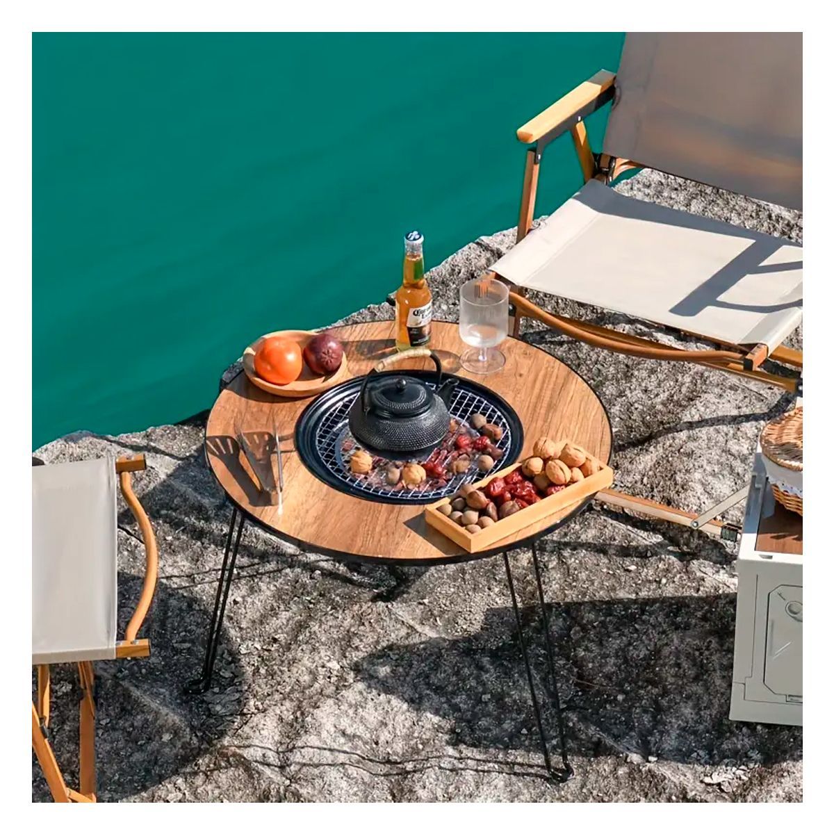 GENERICO - Parrilla A Carbón Portátil Tipo Mesita Elegante.