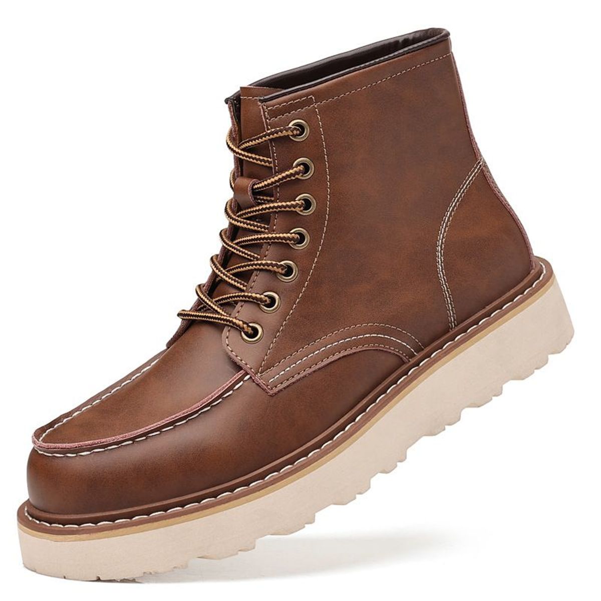 VATYERTY - Botas de cuero PU con forro polar para hombre