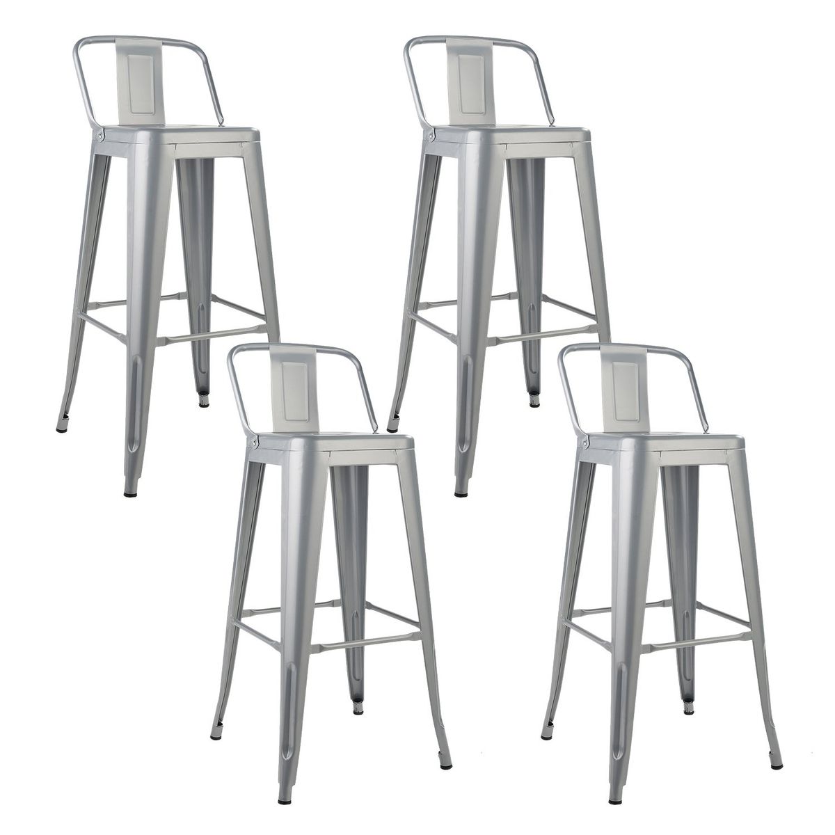 NOVAHUS - Set x 4 Banco de Bar Tolix Con Respaldo Gris