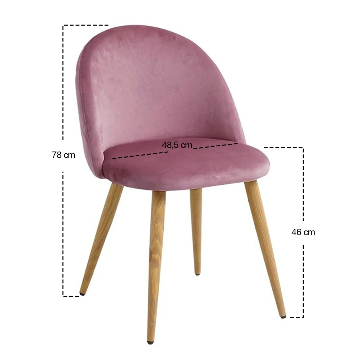 NOVAHUS - Set x 4 Sillas Comedor Sitial Terciopelo Acolchada Rosa