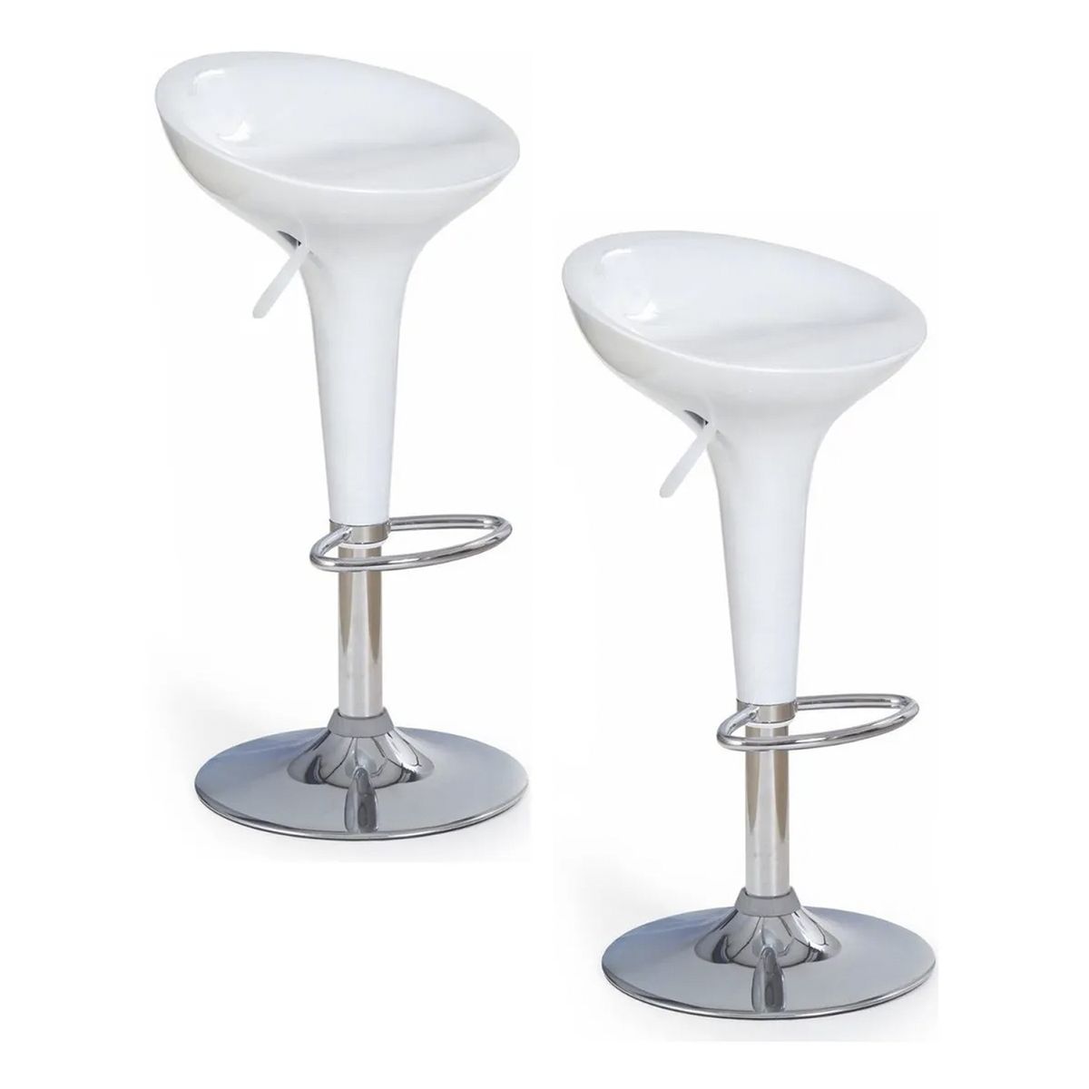 NOVAHUS - Set x 2 banco de Bar Regulables Estilo Retro Blanco