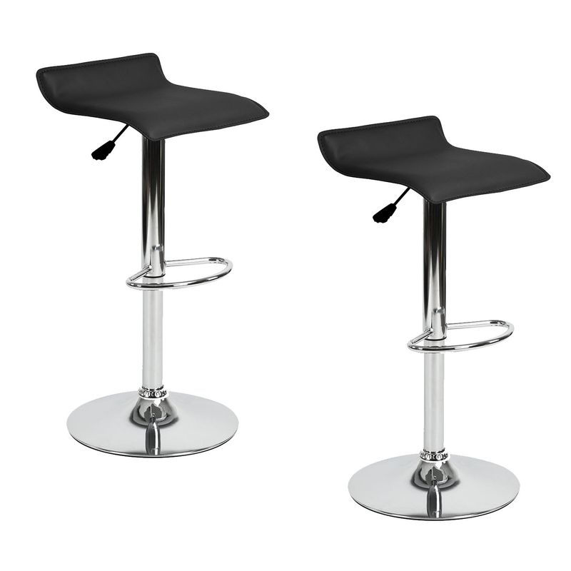 NOVAHUS - Set x 2 banco de Bar Plano Altura Regulable Negro