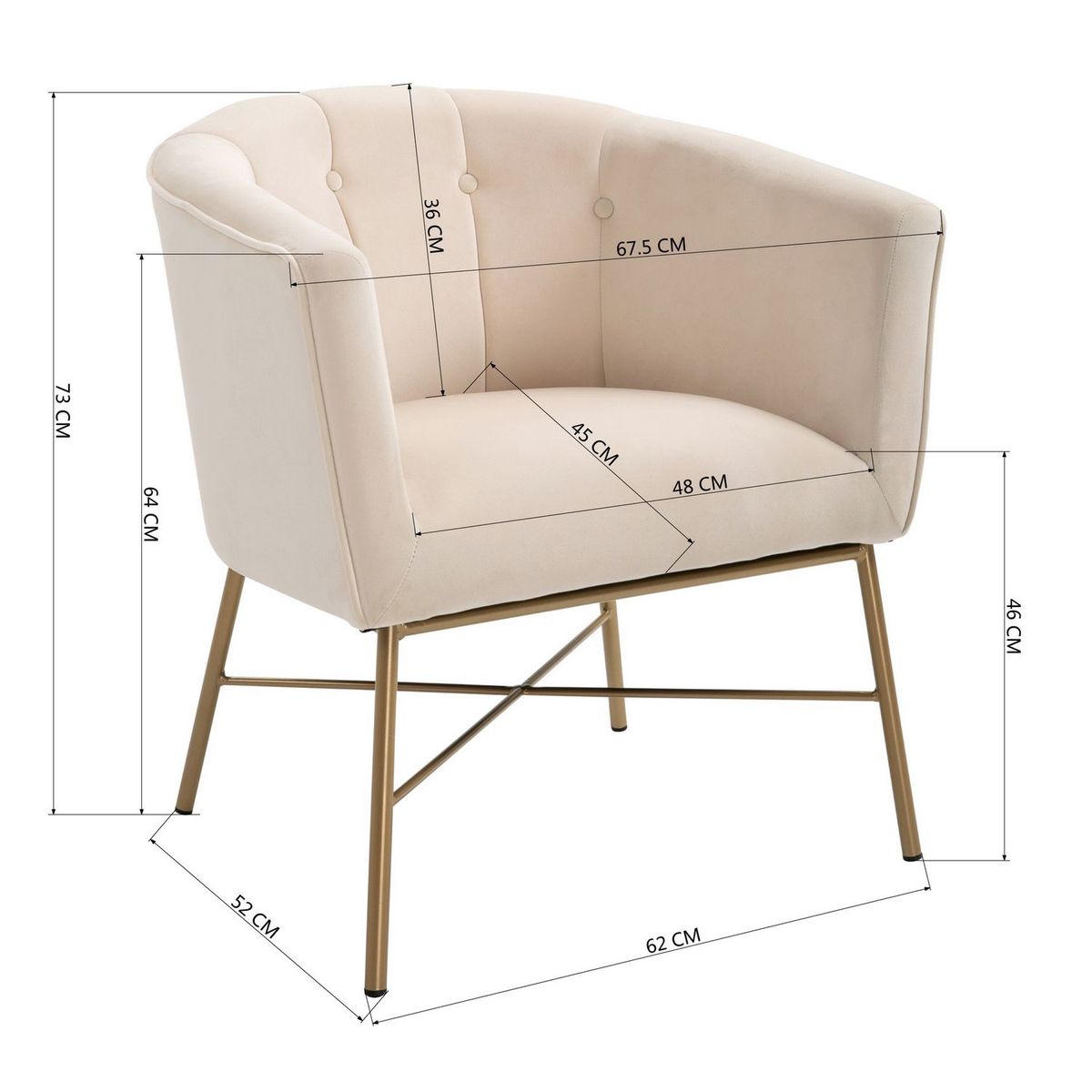 NOVAHUS - Butaca Sitial Terciopelo Navona Beige