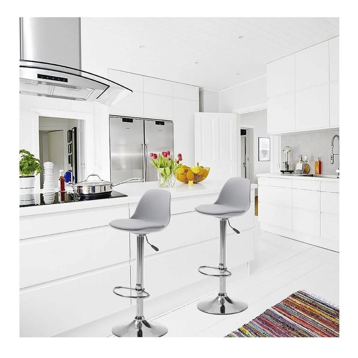 NOVAHUS - Set x 2 Bancos Altos de Bar Orlando Oslo Gris