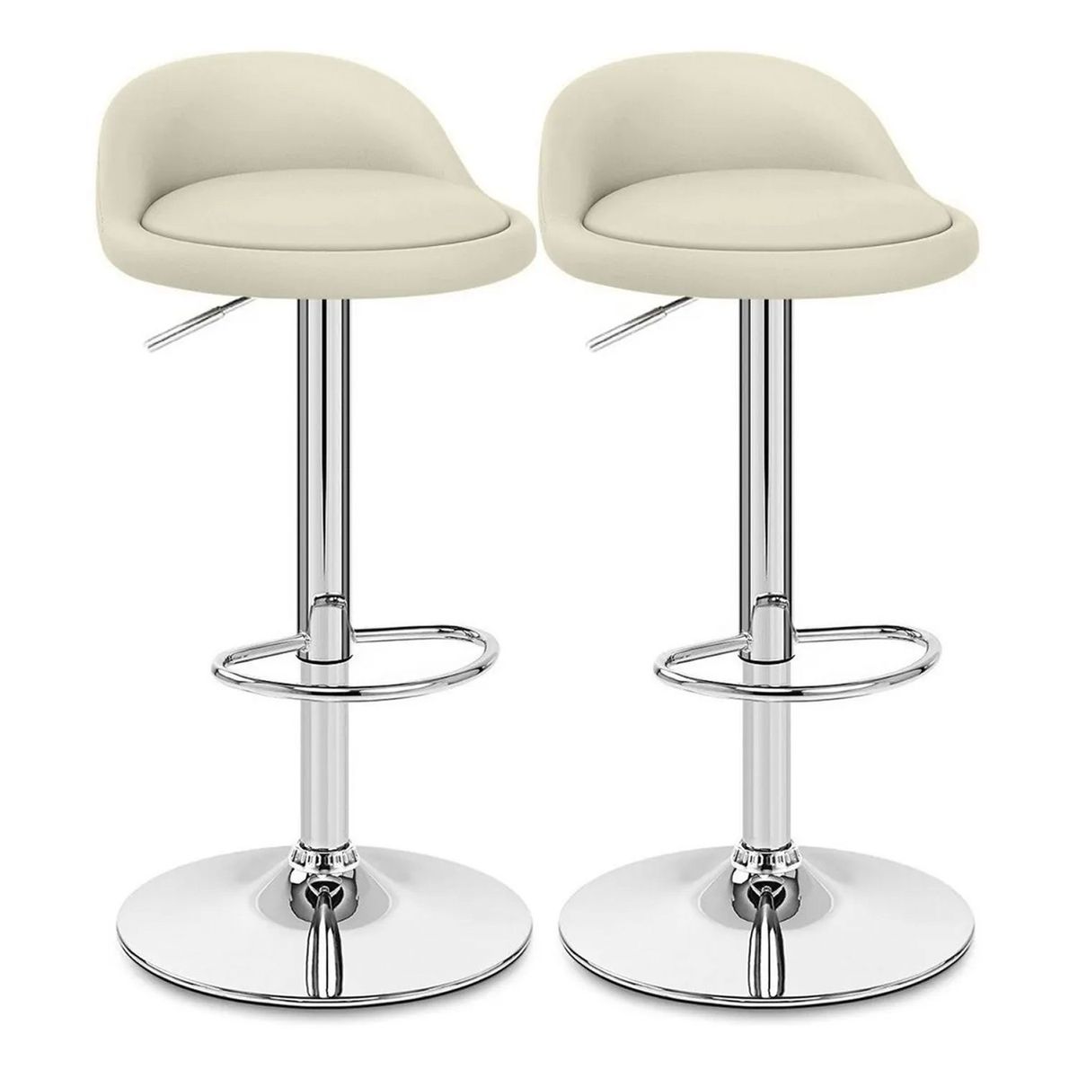 NOVAHUS - Set x 2 Bancos de Bar Altura Regulable Blanco