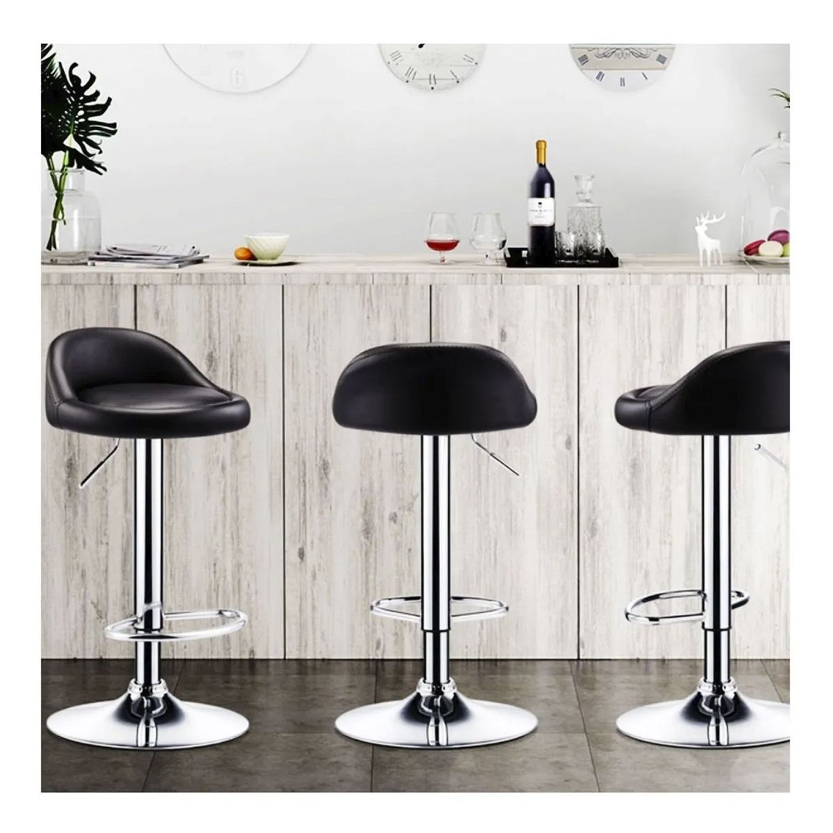 NOVAHUS - Set x 2 Bancos de Bar Altura Regulable Negro