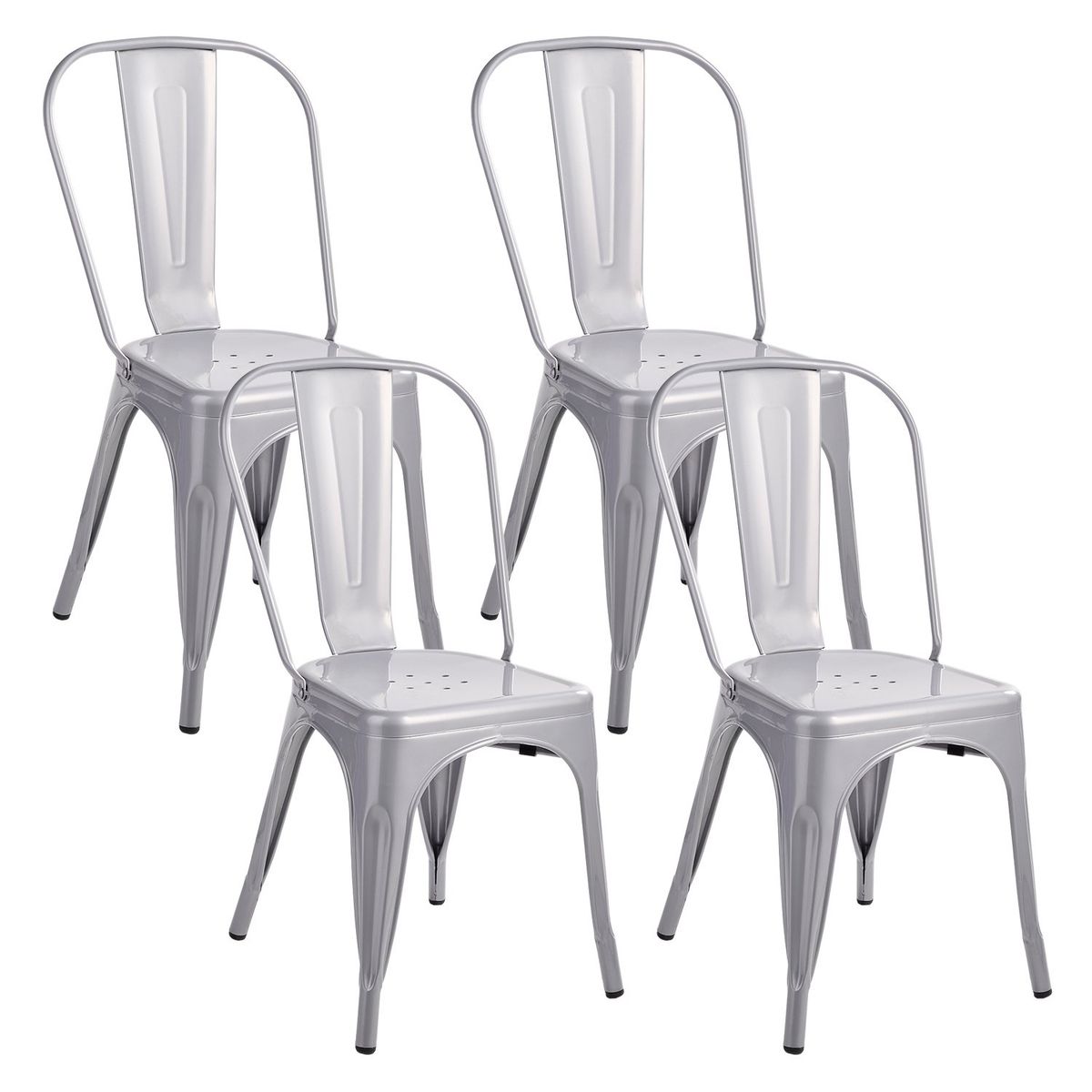 NOVAHUS - Set x 4 Sillas de Metal Tolix Gris