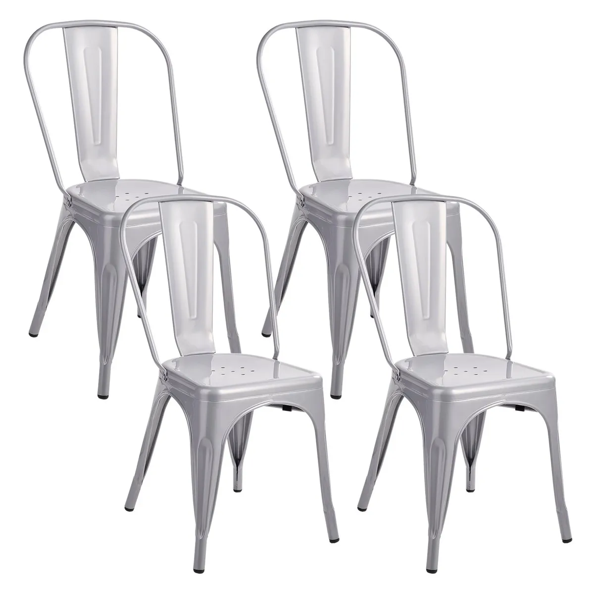 NOVAHUS - Set x 4 Sillas de Metal Tolix Gris