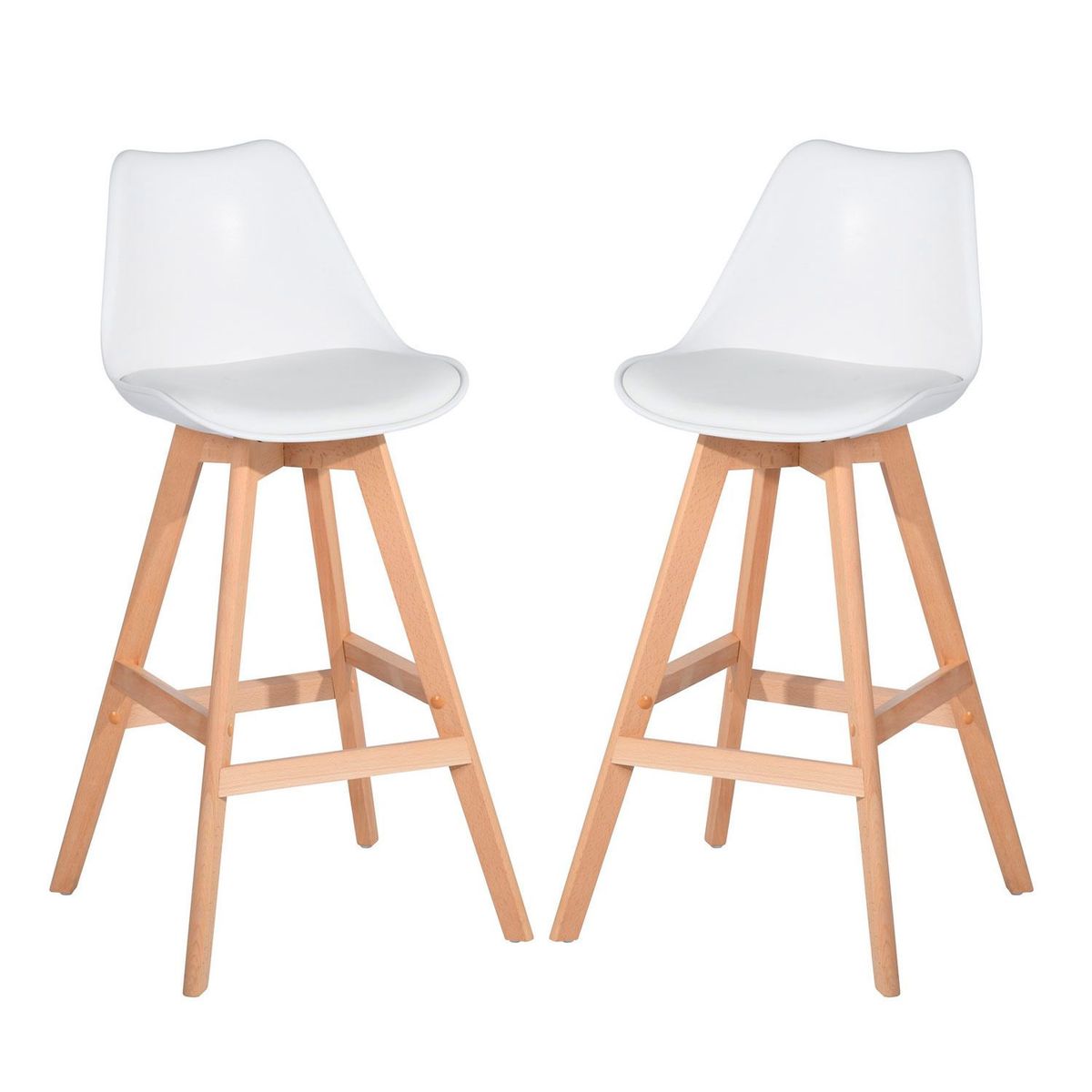 NOVAHUS - Set x 2 Bancos de Bar Con Patas de Madera Ii Blanco