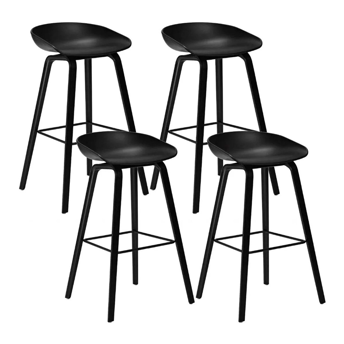 NOVAHUS - Set x 4 Bancos de Bar Nórdico Misuri Negro