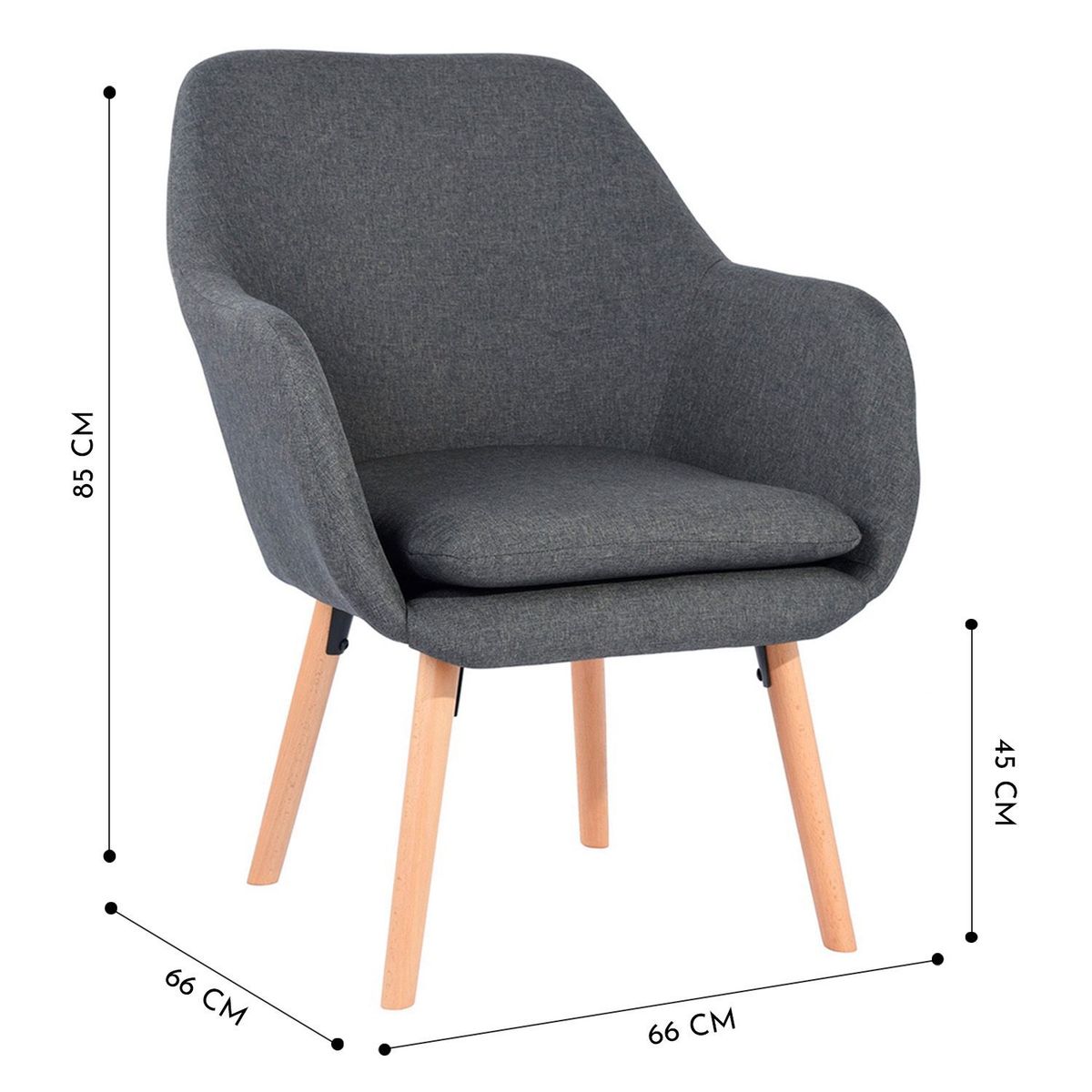 NOVAHUS - Butaca Sitial Cape De Tela Con Apoyabrazos Gris
