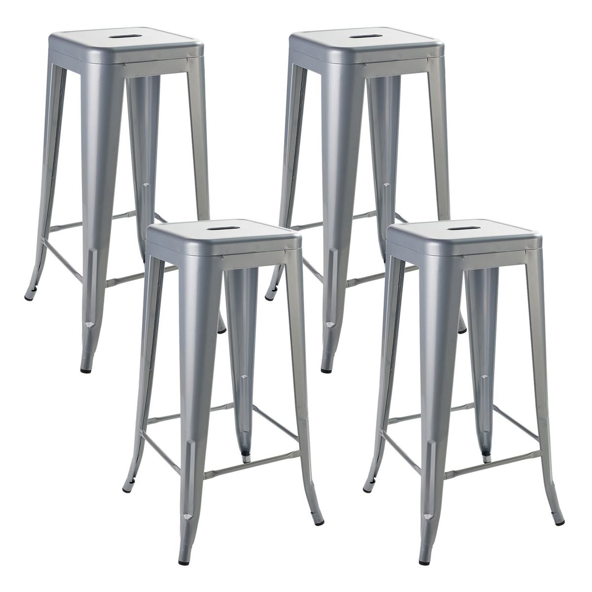 NOVAHUS - Set x 4 Bancos de Bar Metal Tolix Gris