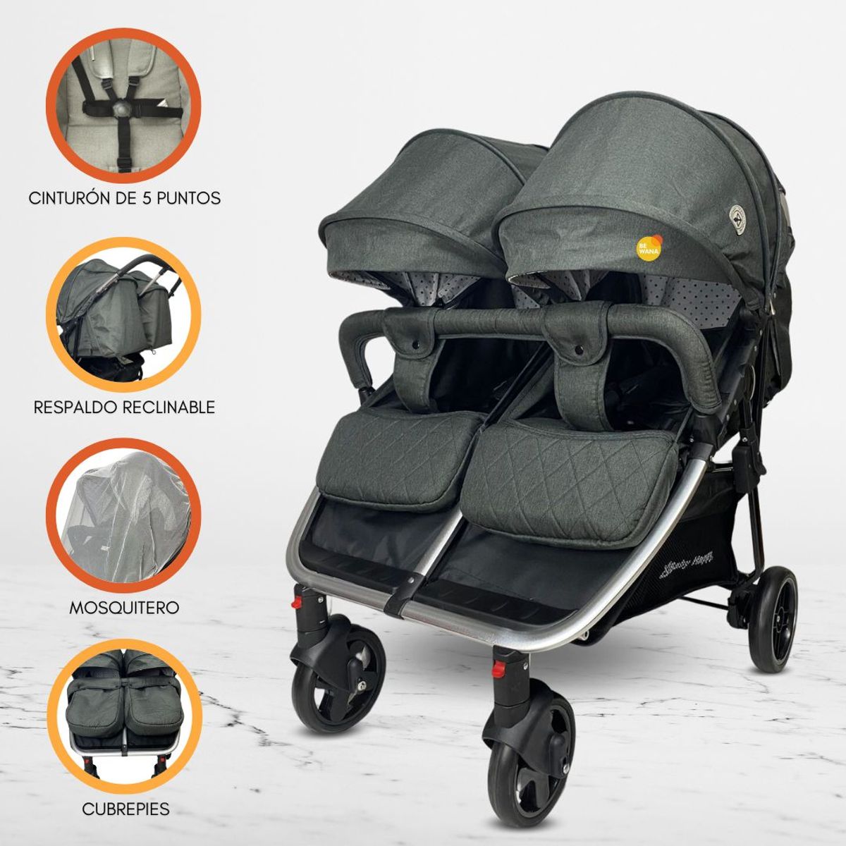 BABY HAPPY - Coche Mellicero para Bebés BABY HAPPY «SEVILLA» Black