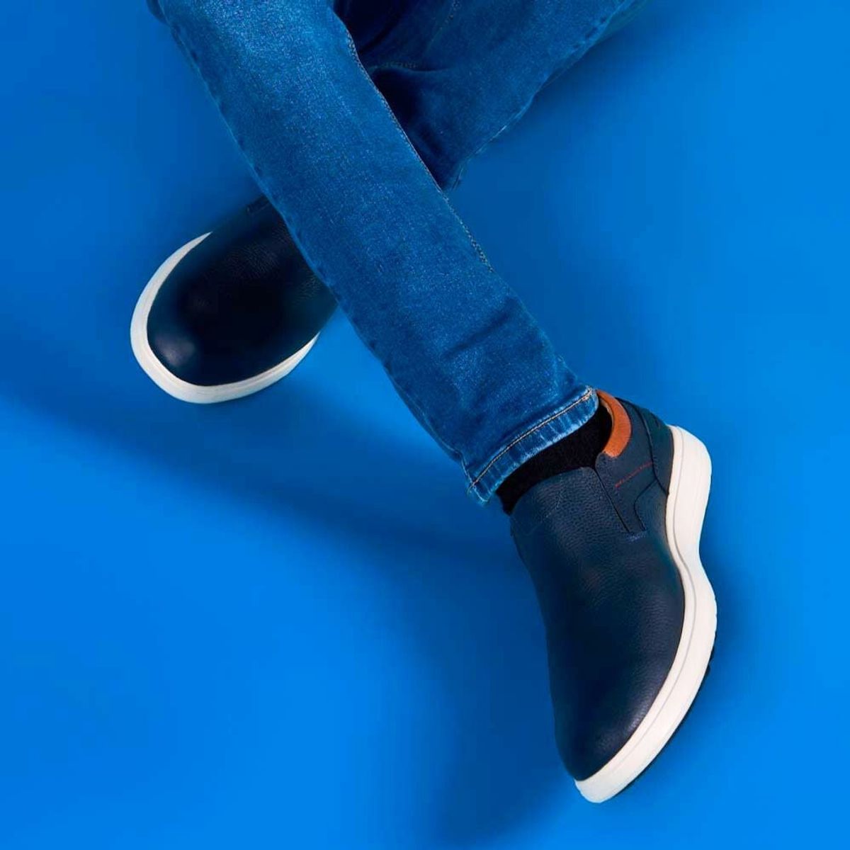 VIALE - Zapato Slip On Casual ANGELO-077 Azul Viale Homme Cuero