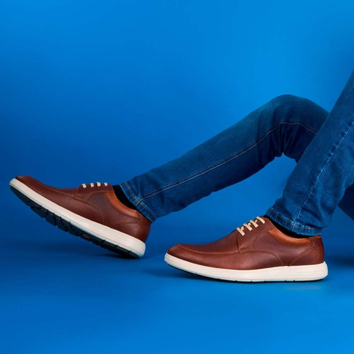 VIALE - Zapato Derby Casual ANGELO-078 Cafe Viale Homme Cuero