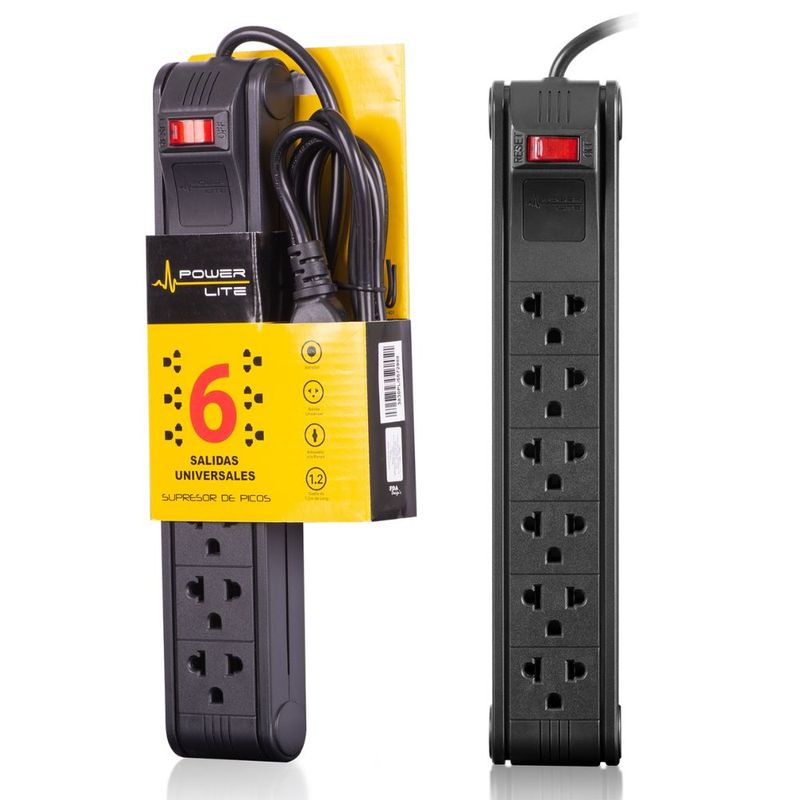 POWER LITE - SUPRESOR DE PICOS 6 TOMAS PLI557 ANTIFLAME 6S/MIXTA 1.2M 18AWG