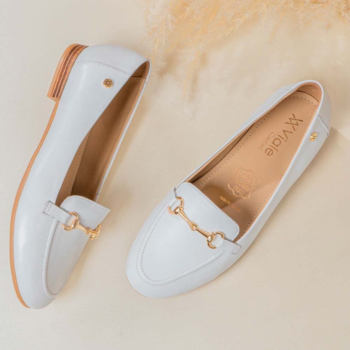 VIALE - Zapato Mocasín Casual AVE-2402 Blanco Viale Cuero