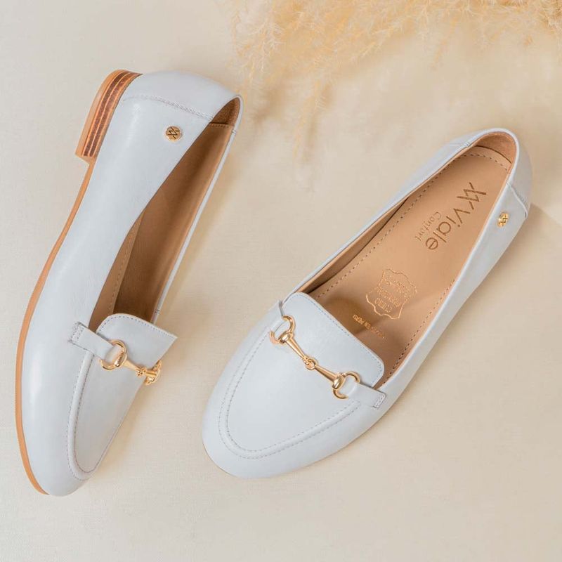 VIALE - Zapato Mocasín Casual AVE-2402 Blanco Viale Cuero