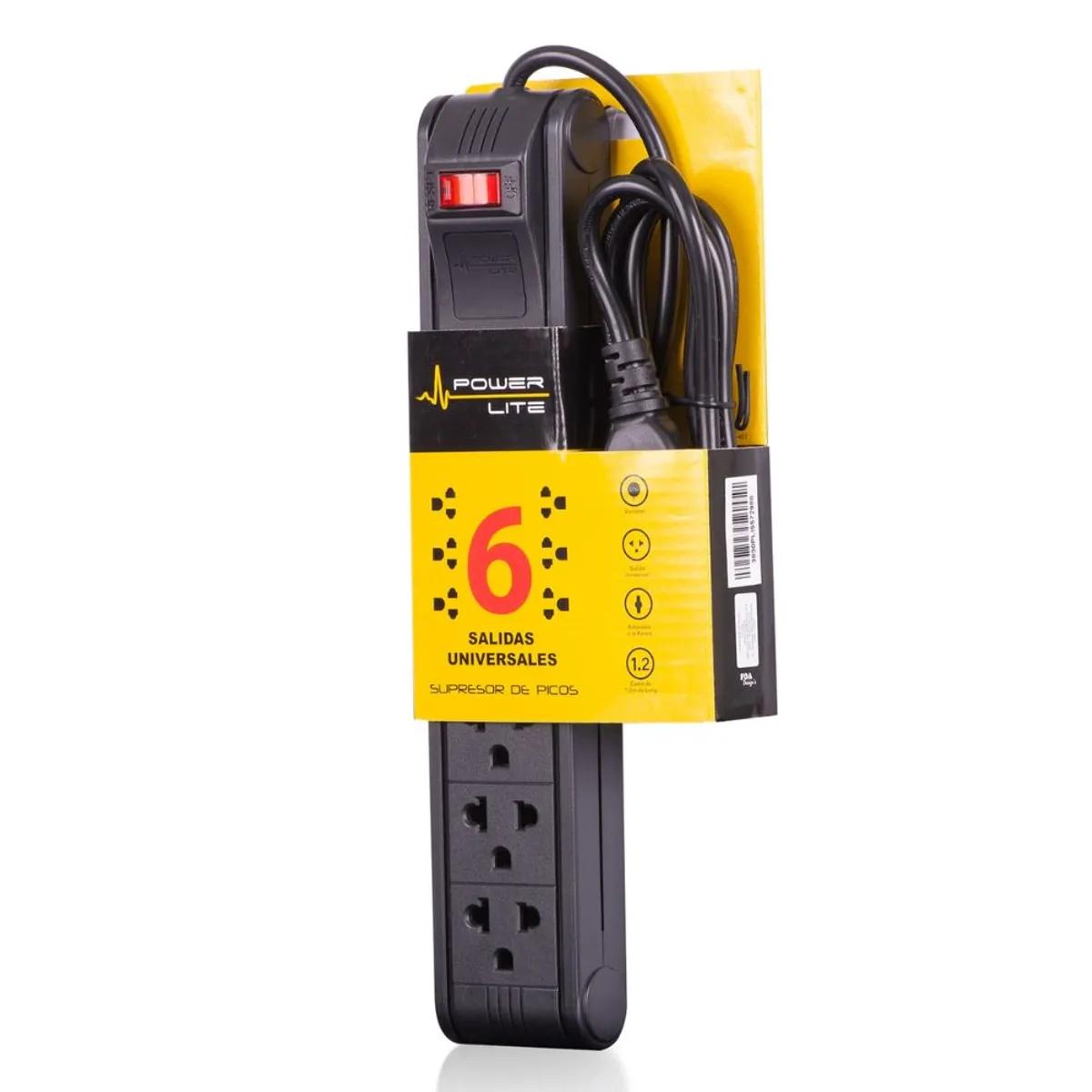 POWER LITE - SUPRESOR DE PICOS 6 TOMAS PLI557 ANTIFLAME 6S/MIXTA 1.2M 18AWG