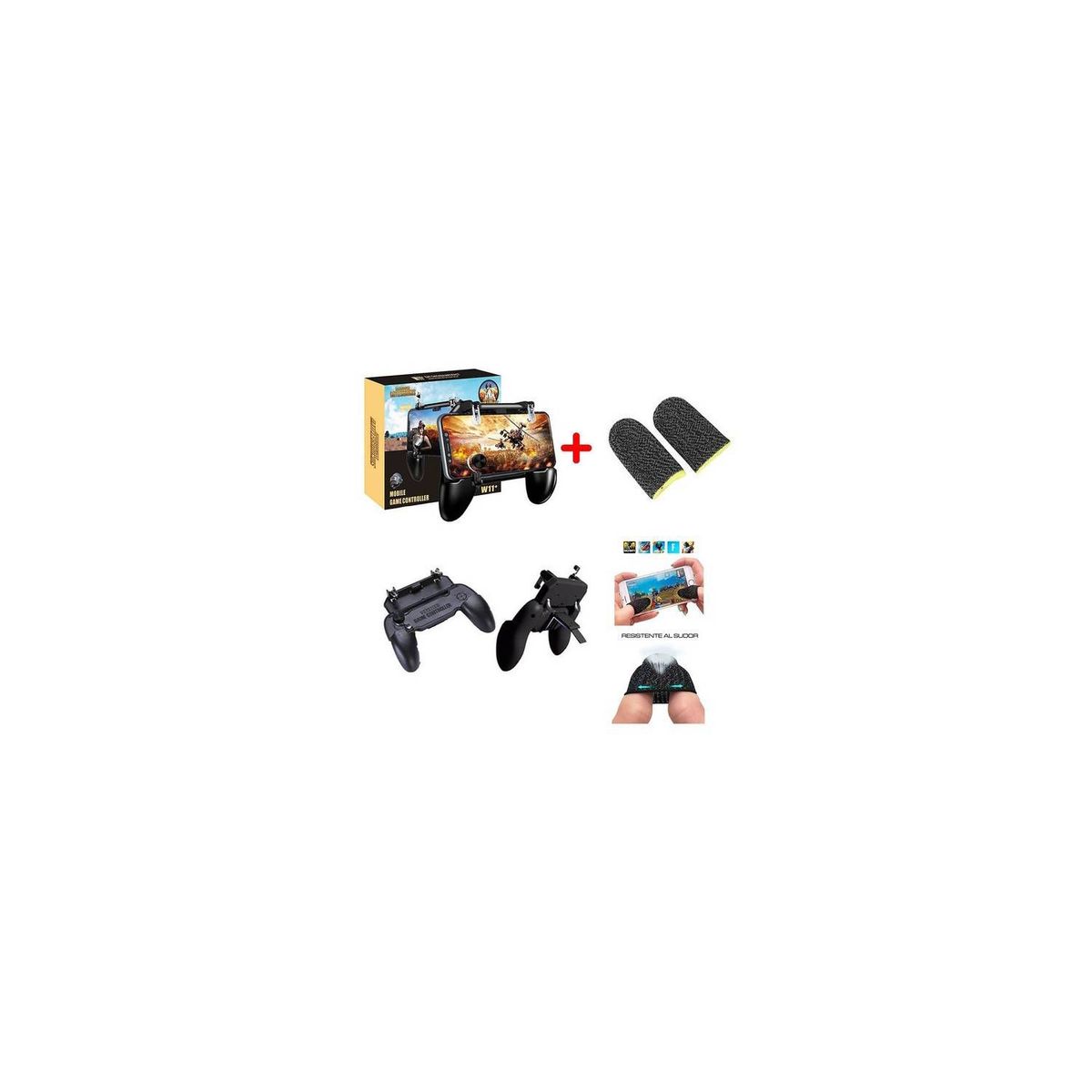 OEM - Combo 2 en1 Gatillo Gamepad Grip Pubg Fornite Free Fire +  Dedales