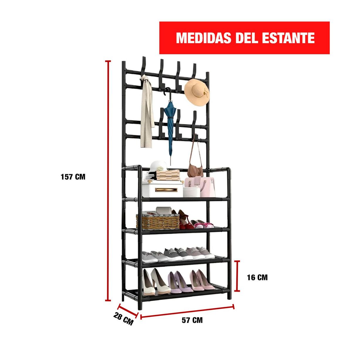 GENERICO - ZAPATERA 4 NIVELES ORGANIZADOR ESTANTE MODERNO MULTIUSOS - DP11056