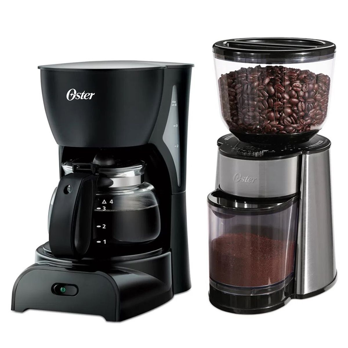OSTER - Cafetera Oster 4 Tazas Negro BVSTDCDR5B + Molinillo de Cafe BVSTBMH23
