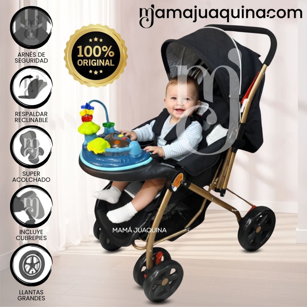 CONFORT - Coche Cuna Musical «MAXI SUMMER» Black