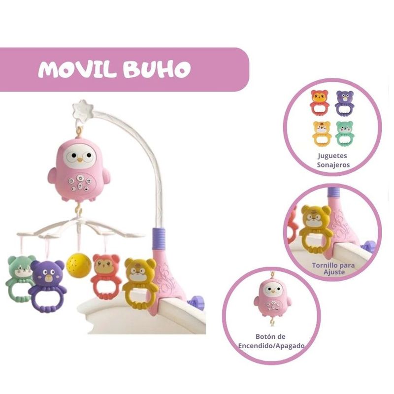 GENERICO - Móvil Giratorio Musical Para Cuna para Bebé - Rosado