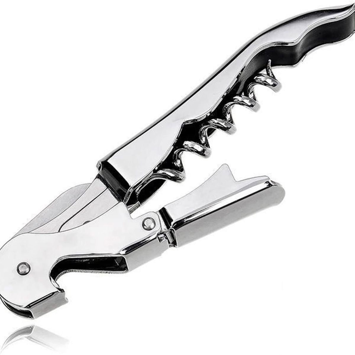 GENERICO - Sacacorchos de dos tiempos de acero inoxidable