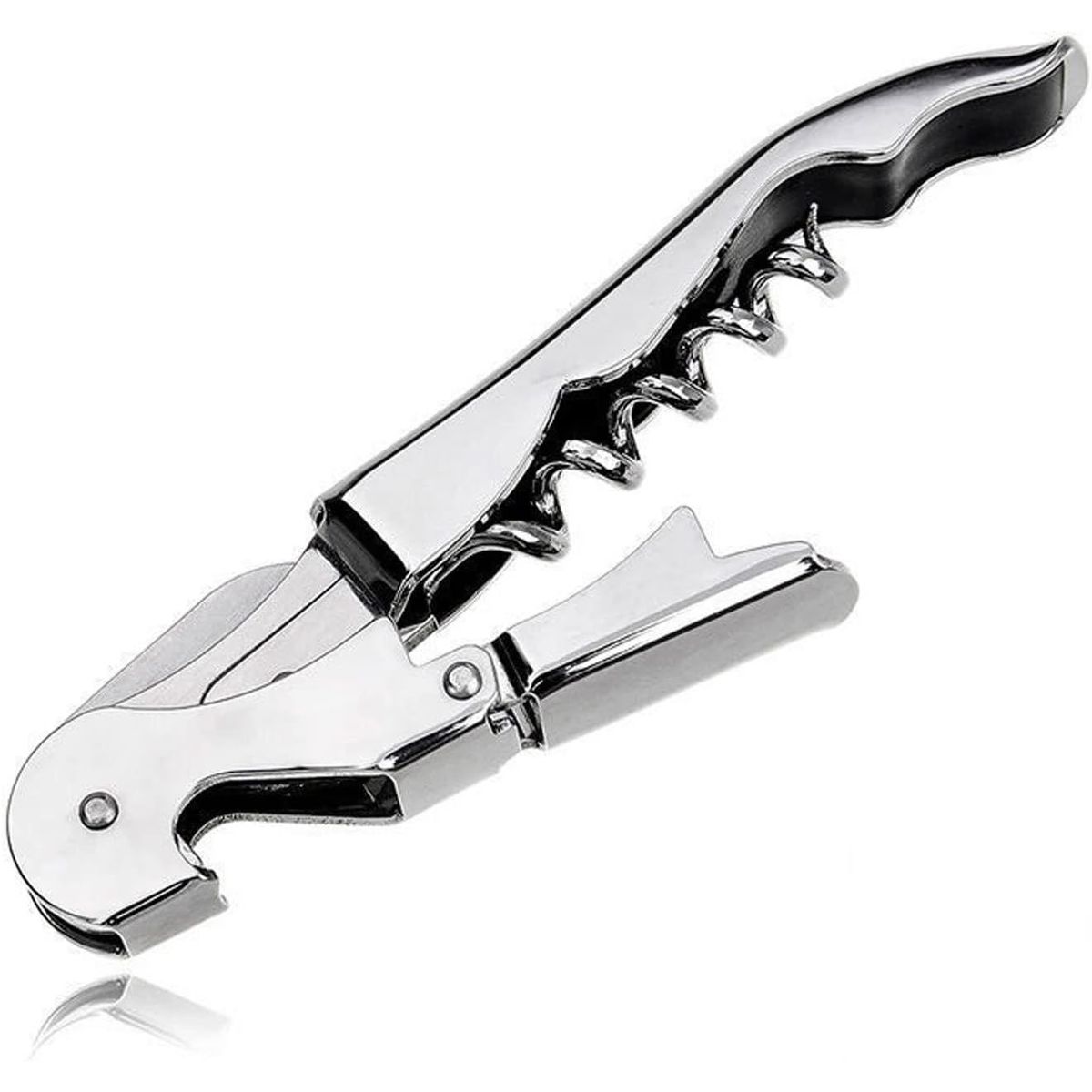 GENERICO - Sacacorchos de dos tiempos de acero inoxidable