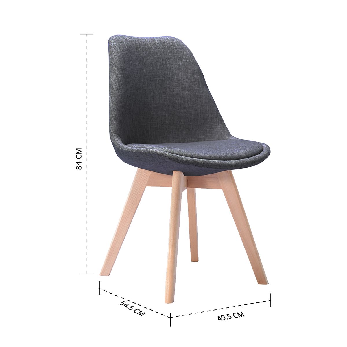 NOVAHUS - Set x 4 Silla Comedor Tulip De Tela Con Cojín Gris