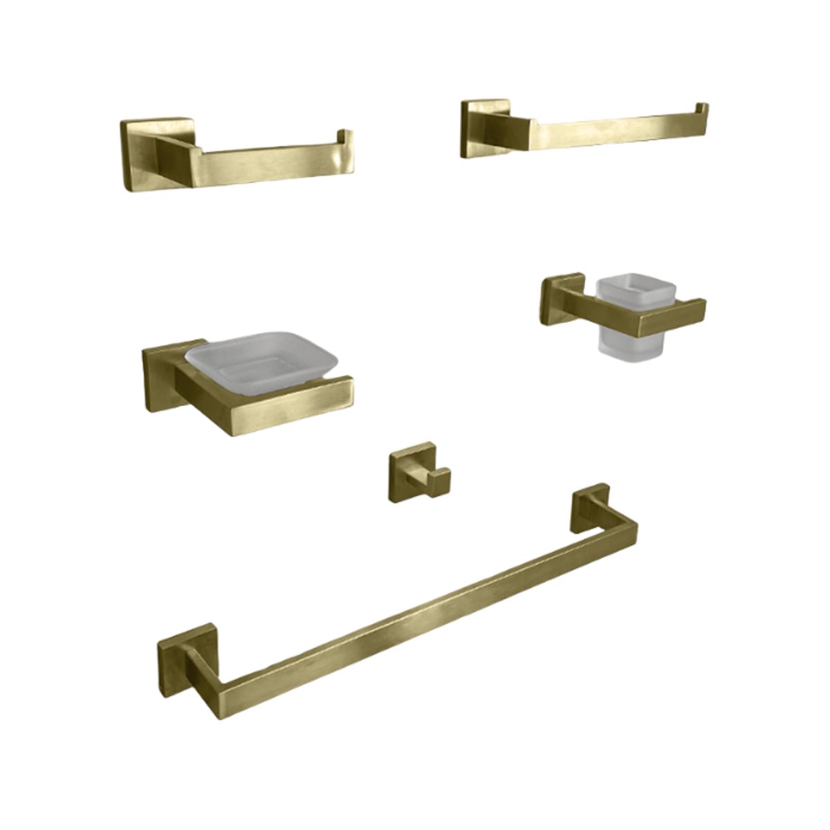 XM - SETS DE BAÑO 6PIEZAS DORADO CUADRADO 97707