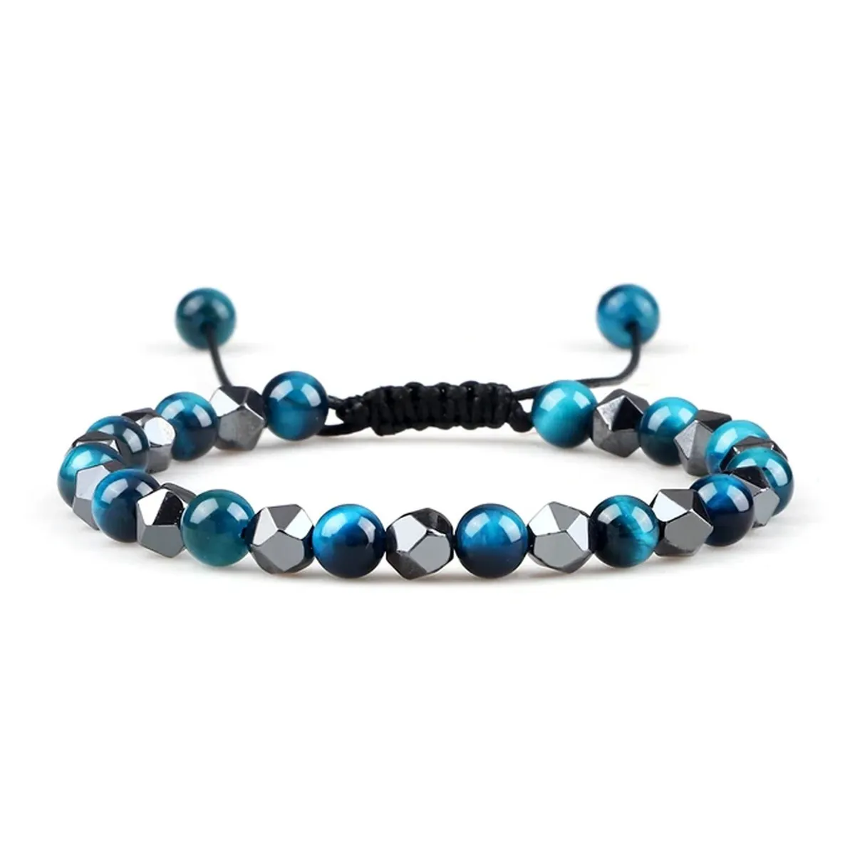 GENERICO - Pulsera Piedras Naturales Unisex Hematita Ojo De Tigre Azul