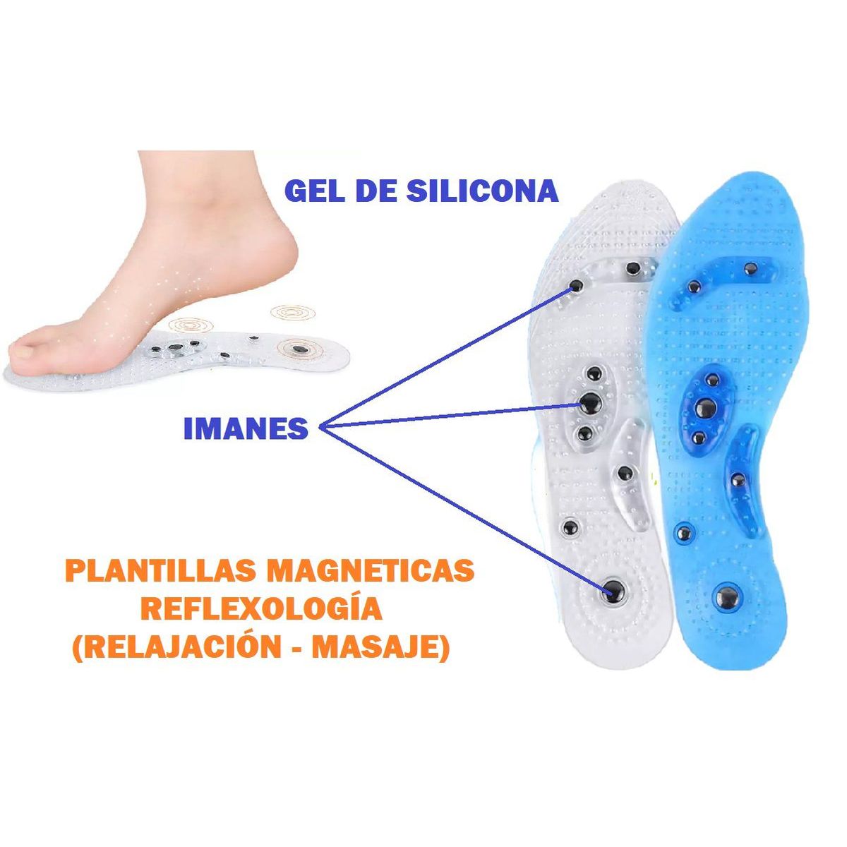 GENERICO - Plantilla Magnetica Reflexología - TRANSPARENTE TALLA 39 - 43