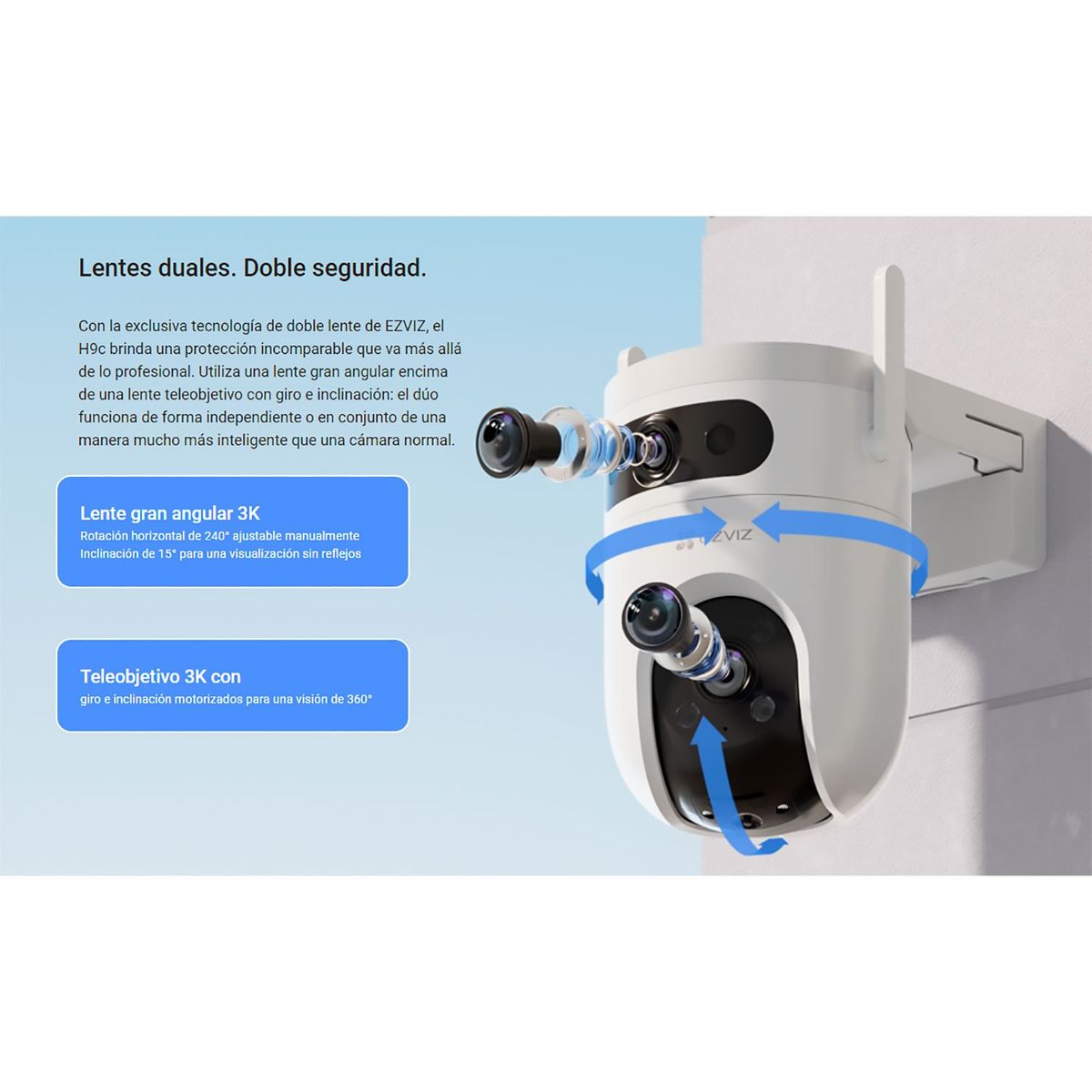 EZVIZ - Cámara IP H9C 5MP + 5MP Ezviz Lente Dual Exterior Giratoria 360°