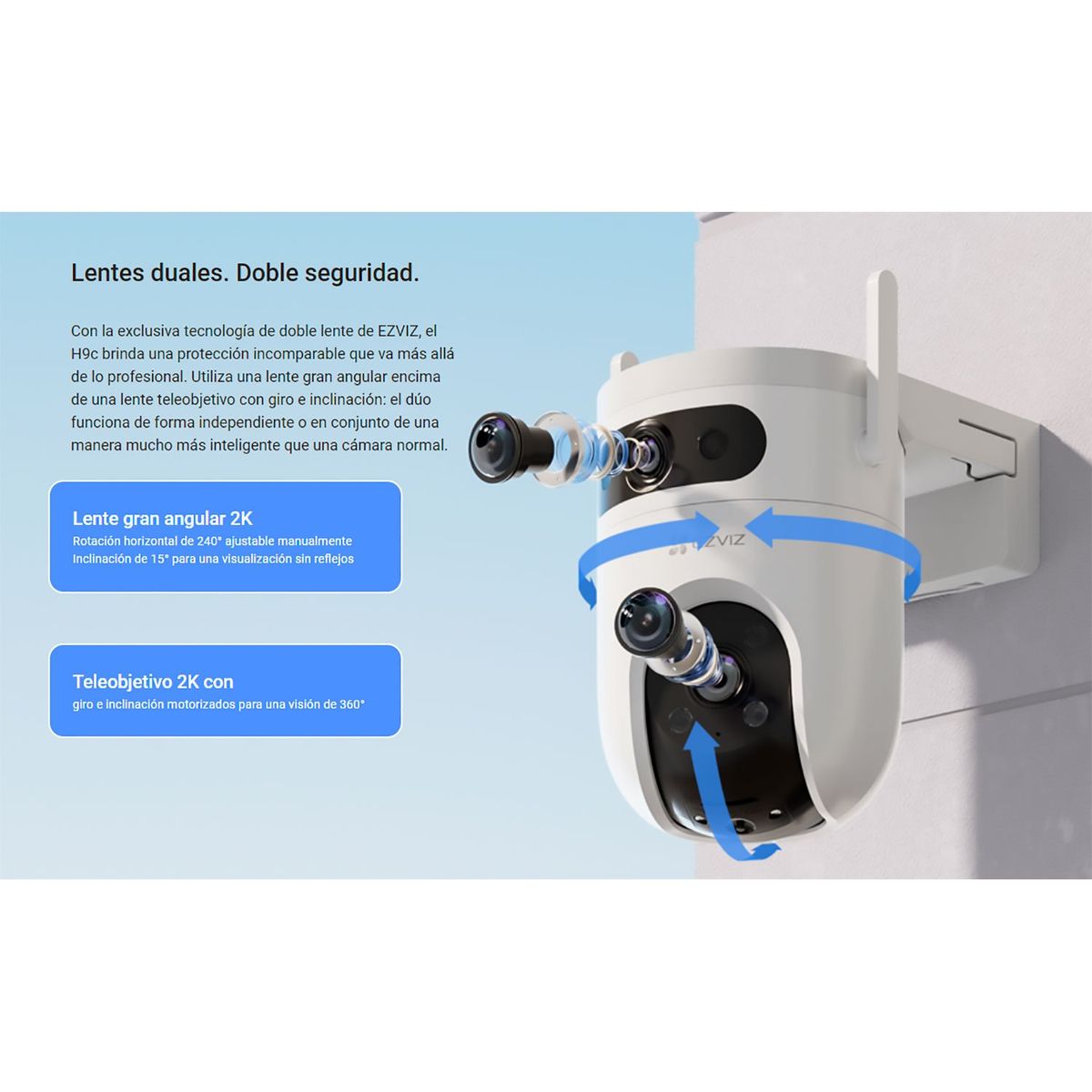EZVIZ - Cámara IP H9C 3MP + 3MP Ezviz Lente Dual Exterior Giratoria 360°