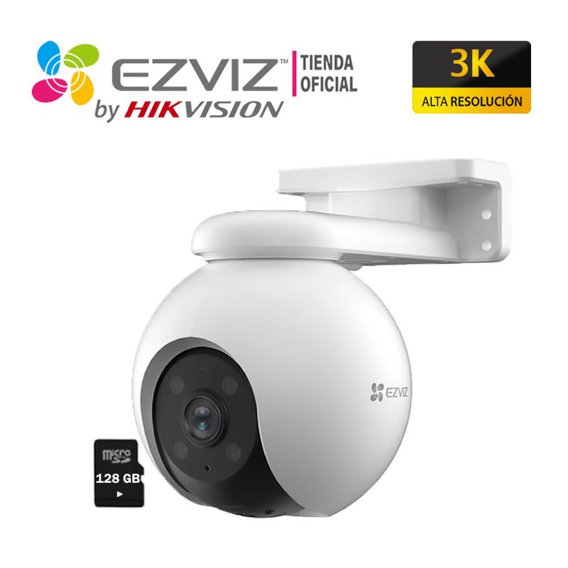 EZVIZ - Cámara IP H8 PRO 3K 5mp Ezviz Exterior 360° Alarma Inteligente +SD 128GB