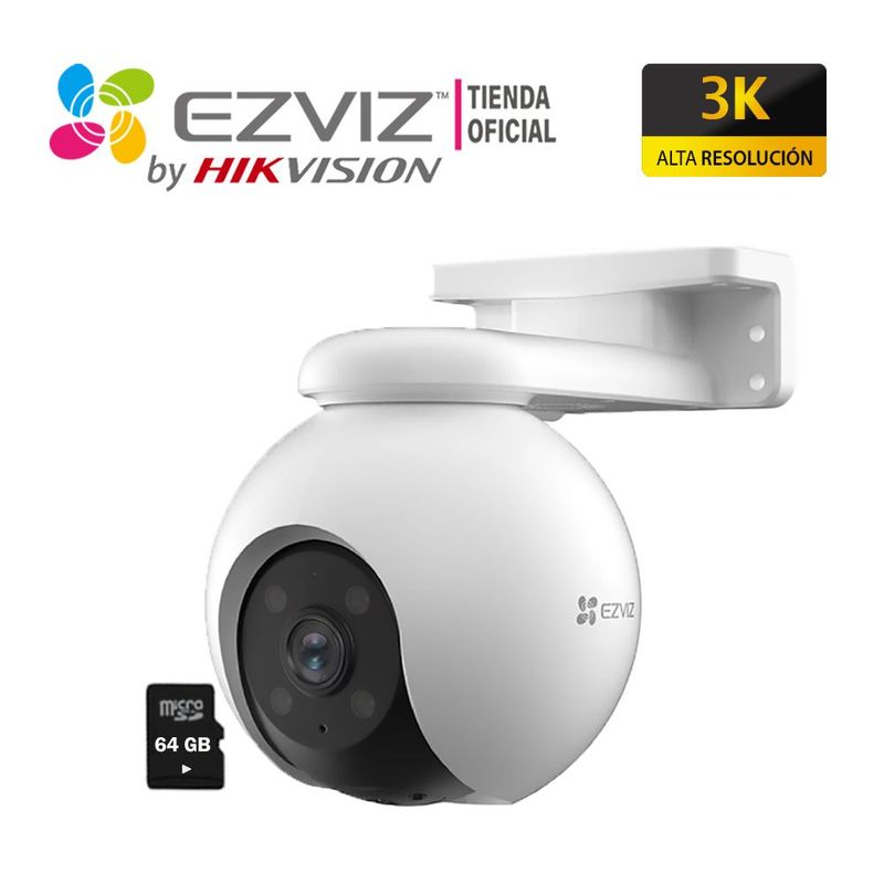 EZVIZ - Cámara IP H8 PRO 3K Ezviz Exterior 360° Alarma Inteligente + SD 64GB