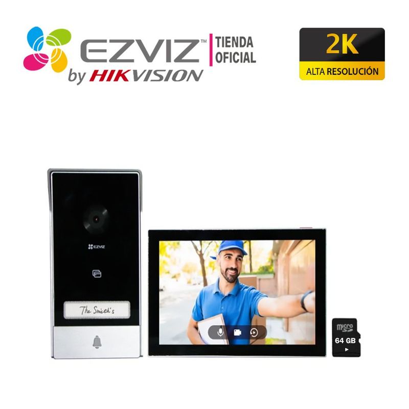 EZVIZ - Videoportero Inteligente HP7 2K Ezviz Exterior LCD 7 + SD 64GB