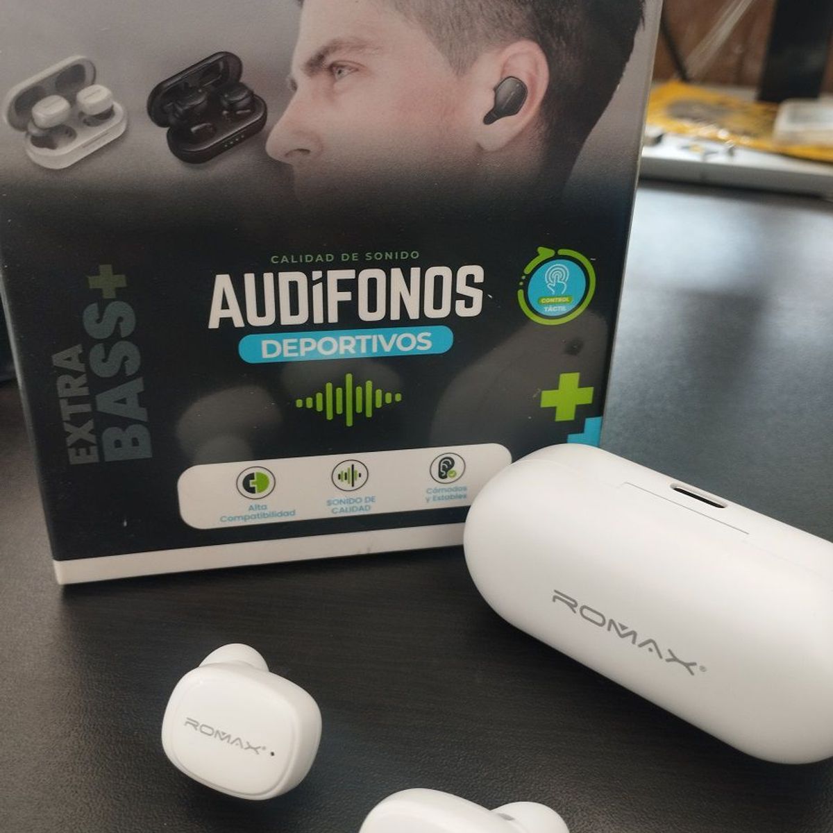 ROMAX - Audifono Bluetooth TWS - Romax Extra Bass - 5 Horas Full Musica