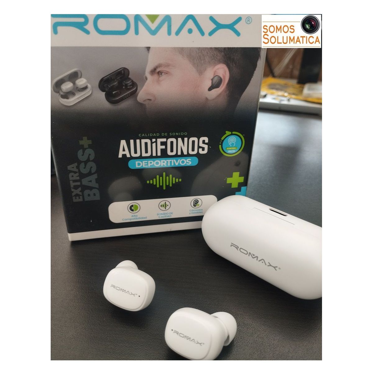 ROMAX - Audifono Bluetooth TWS - Romax Extra Bass - 5 Horas Full Musica