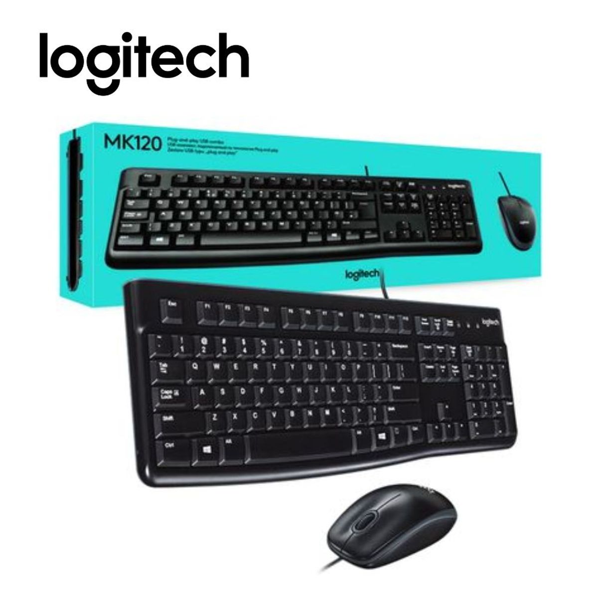 LOGITECH - Kit Logitech MK120 Teclado y Mouse USB Negro