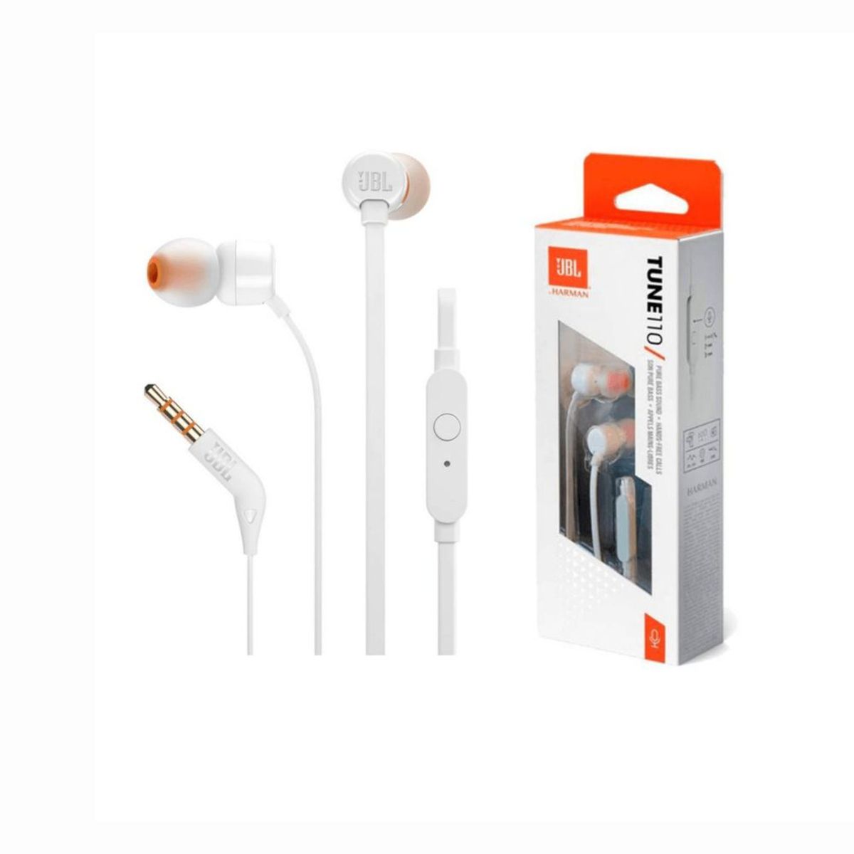 JBL - Audífonos JBL T110 Pure Bass Sound 35mm con Micrófono Blanco