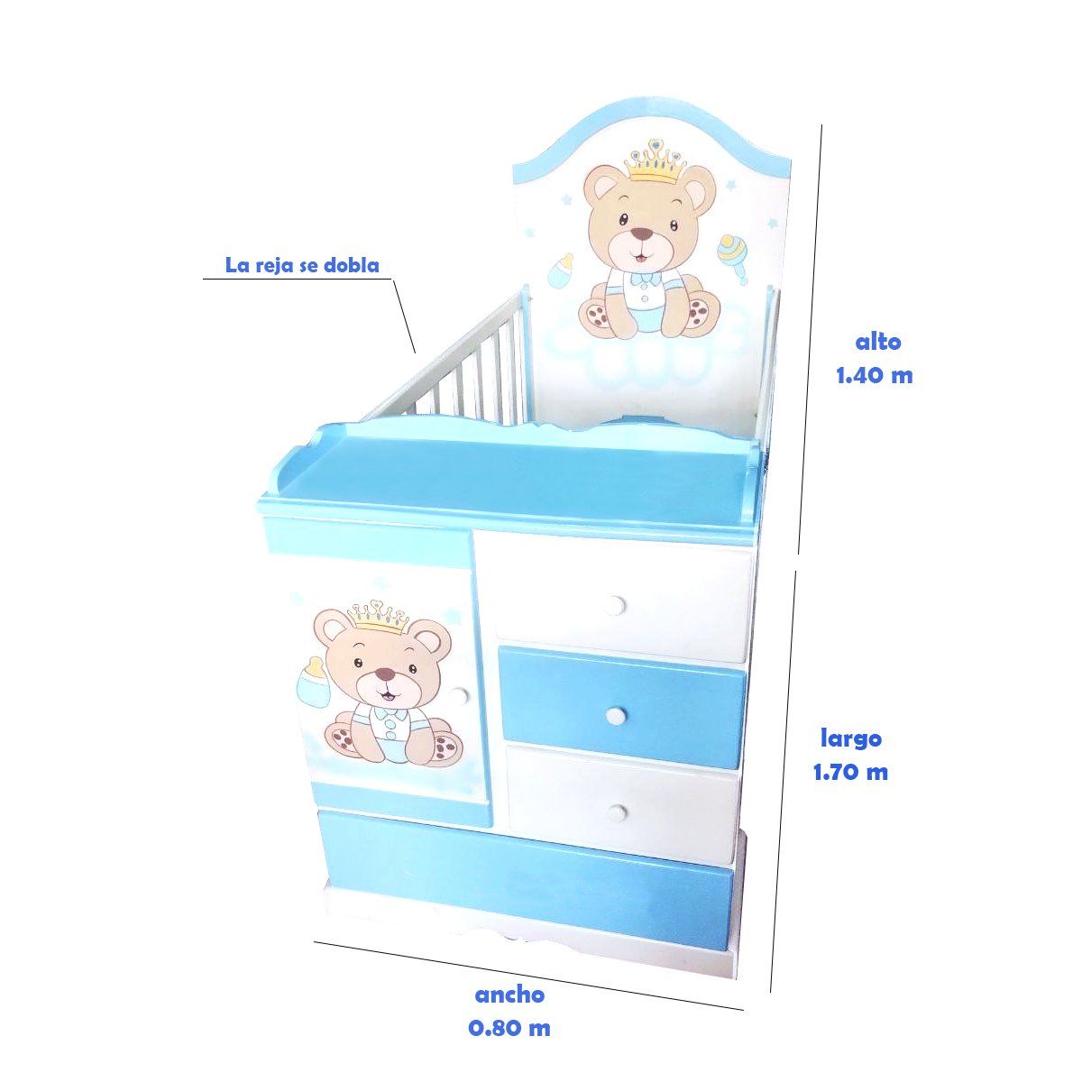 GENERICO - Cuna celeste osito bebé - multicuna