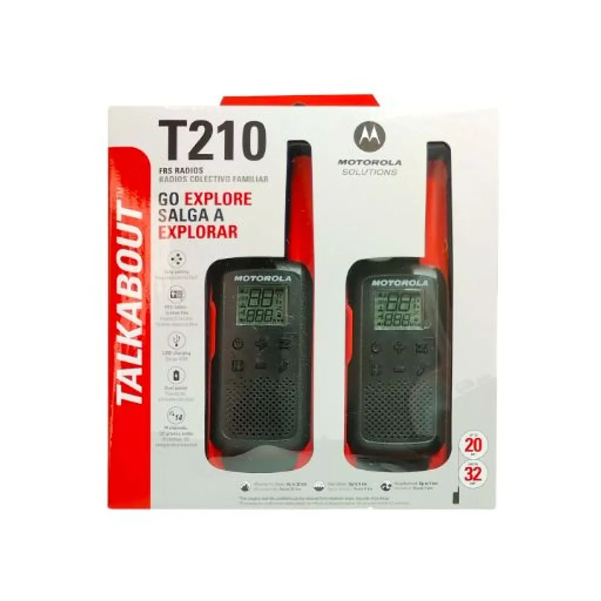 MOTOROLA - Radio Walkie Talkie Inalámbrico 32KM T210PE MOTOROLA